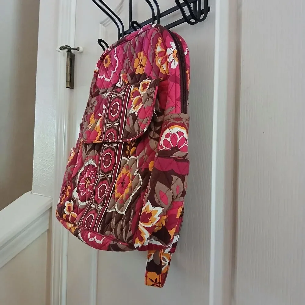 Vintage Vera Bradley Retired Carnaby Vibrant Floral Quilted Cotton Backpack